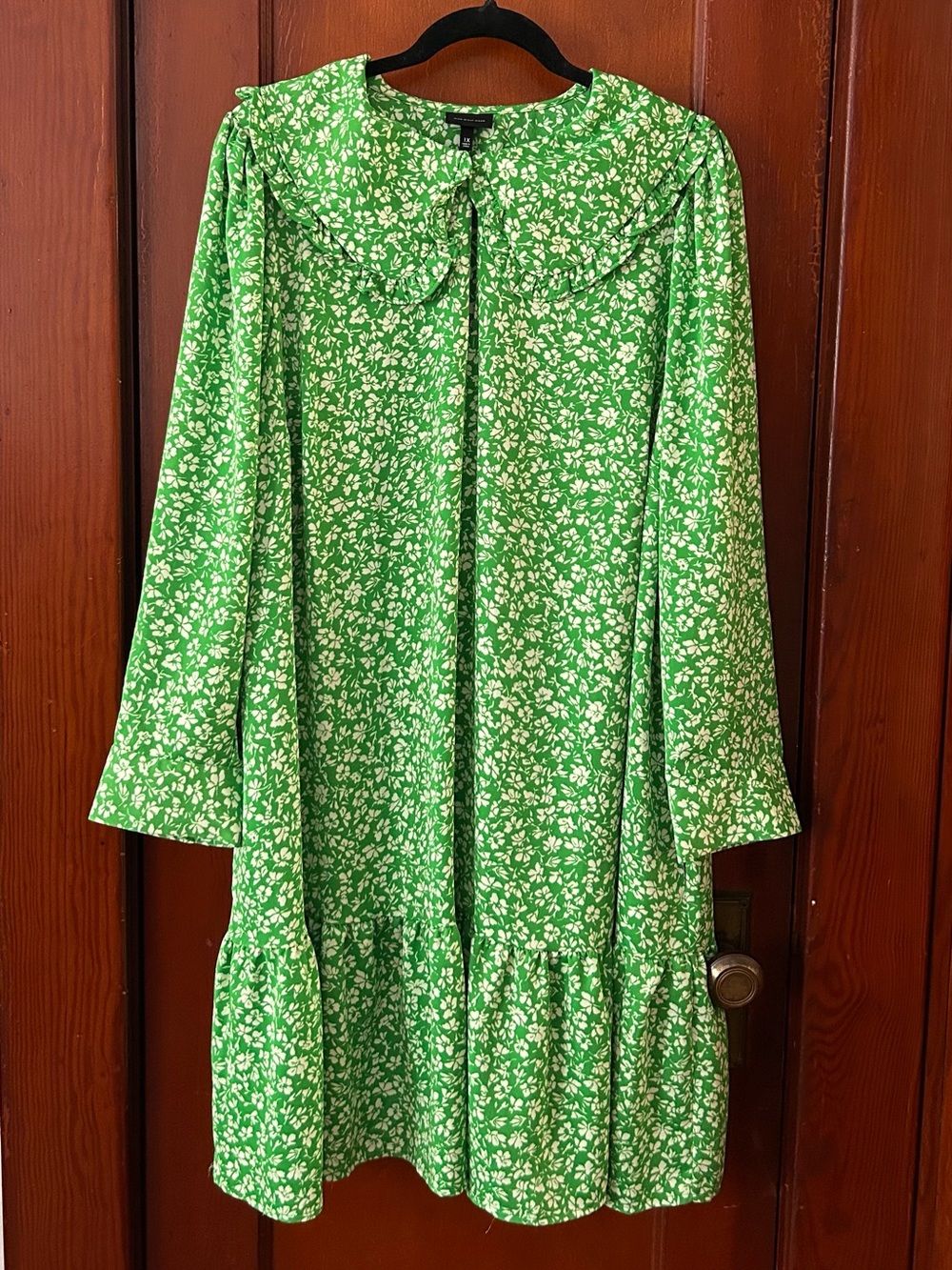 Who What Wear Green Floral Dress with Peter Pan Collar